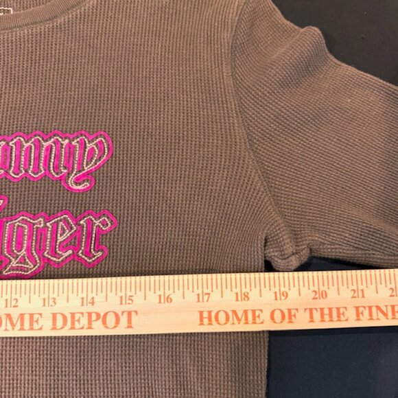 Tommy Hilfiger Brown Waffle-Knit Thermal Long Sleeve Shirt – XL Embroidered Y2K - Picture 6 of 8